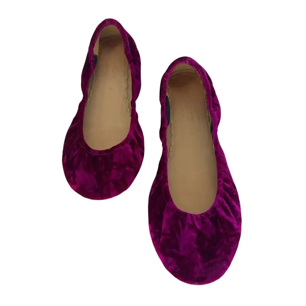 Tieks Tyrian Purple Crushed Velvet Ballet Flats Limited Edition 9 - Picture 3 of 13